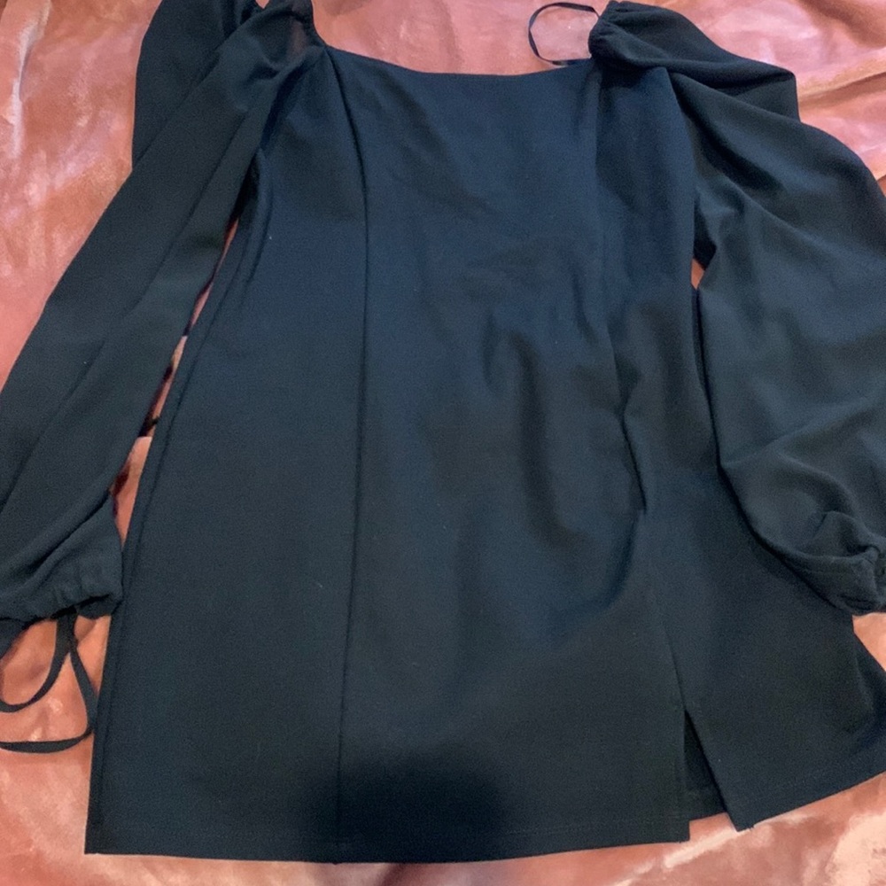 Black off the shoulder mini dress